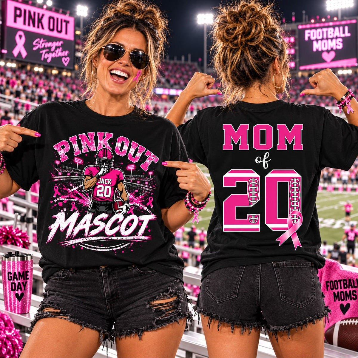 Personalized Pink Out Shirt Breast Cancer Awareness Custom Name & Number Shirt T1807 VH01