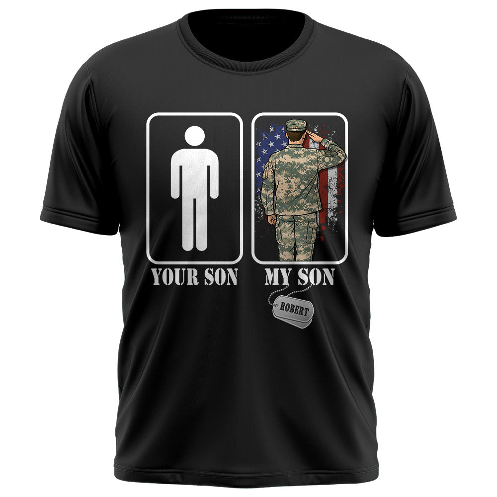 Custom Military Mom Dad... Funny Your Son My Son T-shirts Personalized Military Graduation Day Family Shirt K1702 Trhn