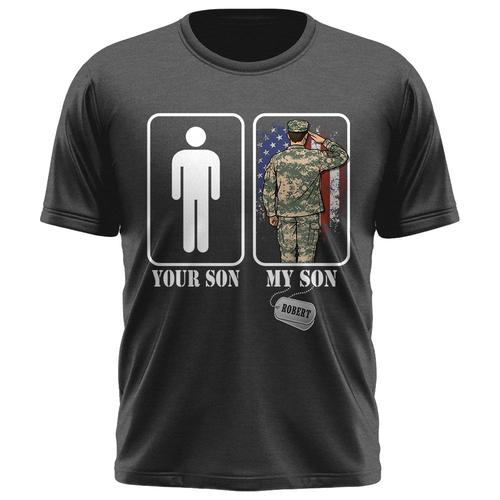 Custom Military Mom Dad... Funny Your Son My Son T-shirts Personalized Military Graduation Day Family Shirt K1702 Trhn