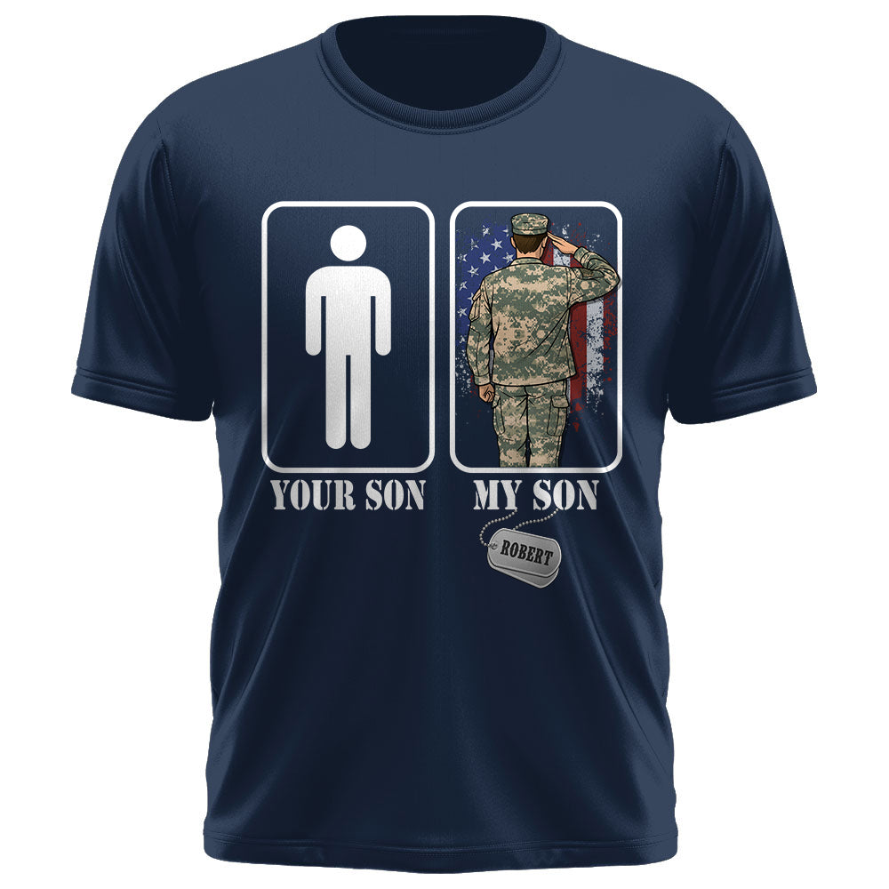 Custom Military Mom Dad... Funny Your Son My Son T-shirts Personalized Military Graduation Day Family Shirt K1702 Trhn
