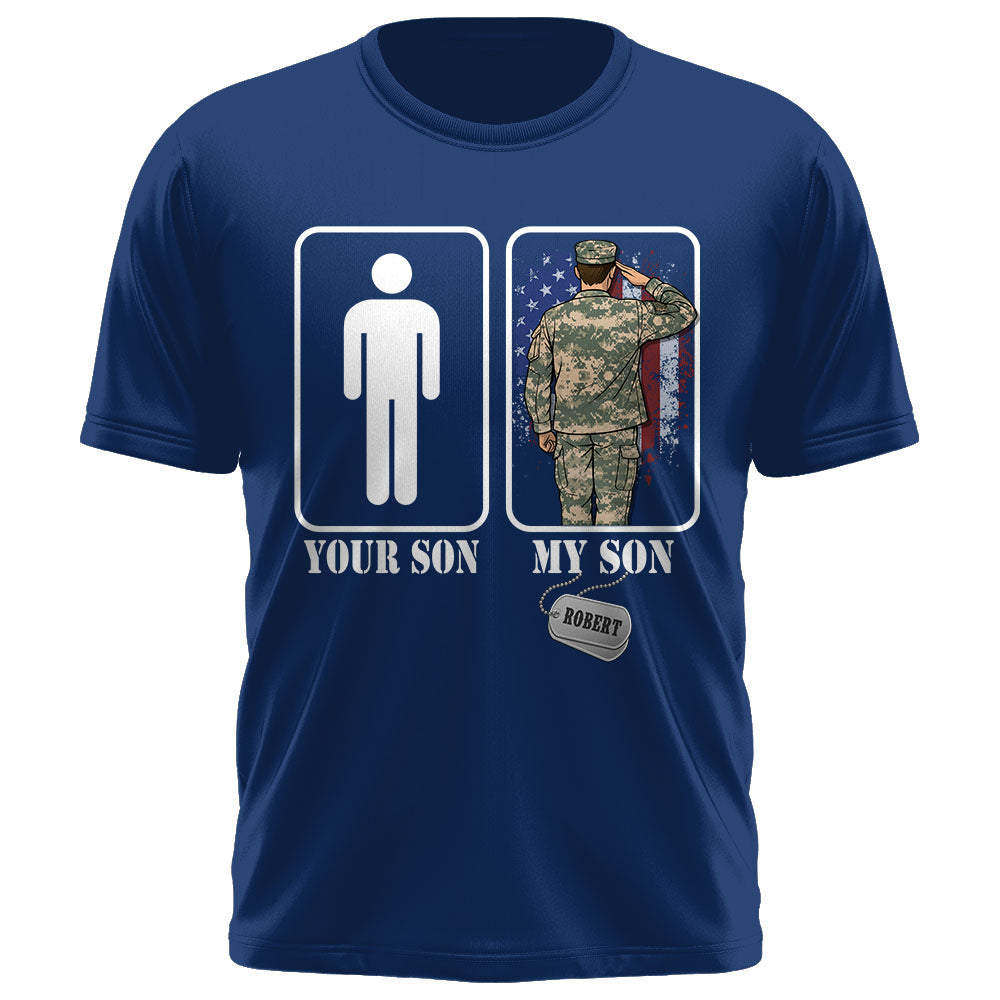 Custom Military Mom Dad... Funny Your Son My Son T-shirts Personalized Military Graduation Day Family Shirt K1702 Trhn