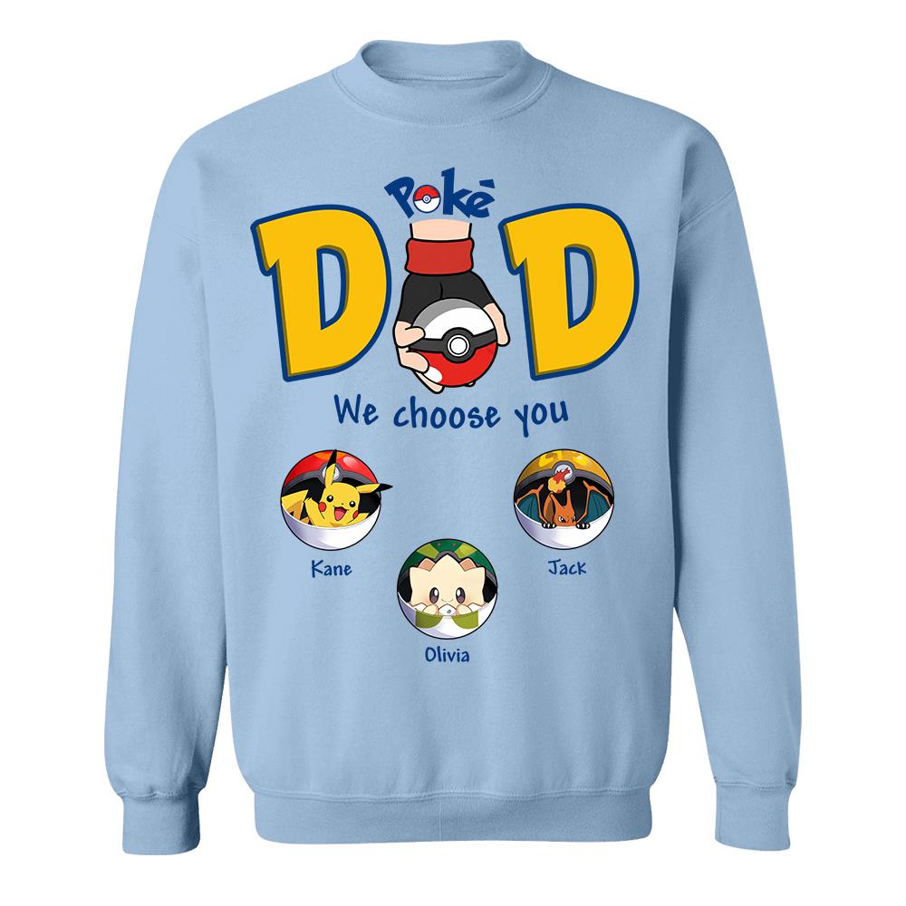 PokeDad Best Poke Dad Ever, Personalized PokéDad Shirt With Kids Name, Gifts For Dad, Gifts For Father's Day MI209 Hv01