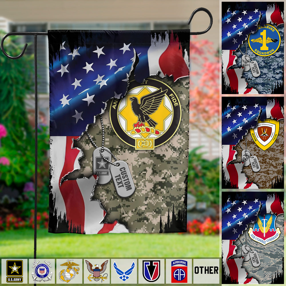 Custom Veteran Military Garden US Flag Military Logo, Insignia, Division Gift For Veteran K1702 Trhn