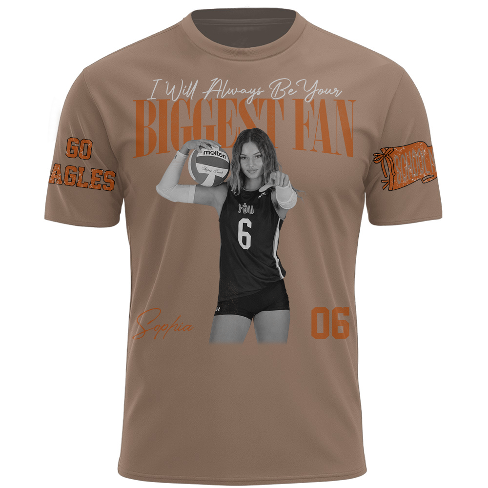 I'll Always Be Your Biggest Fan, Personalized Vintage “Biggest Fan” Volleyball Shirt, Custom School Team Name, Gift For Volleyball Lovers T1807 TH23