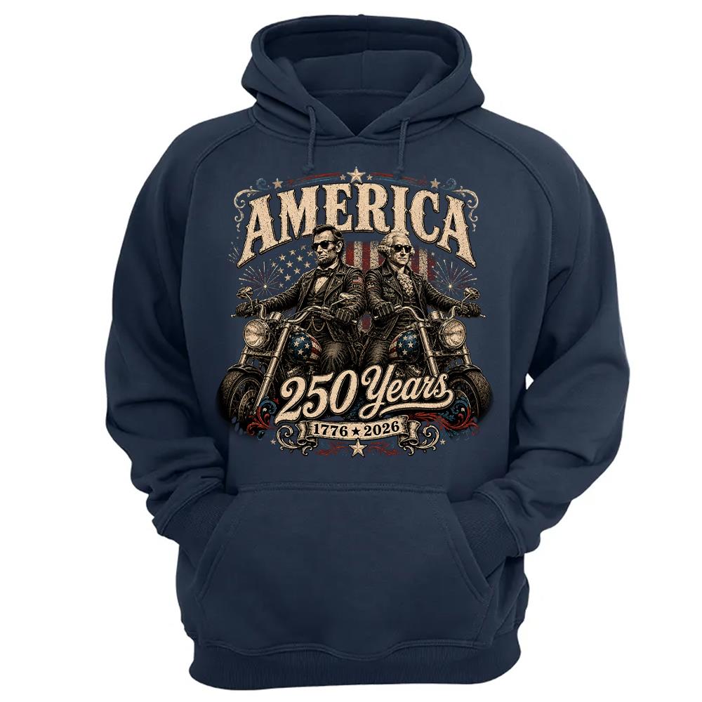 America 250 Years Biker MC Patriotic Motorcycle Shirt, 1776 2026 USA 250th Anniversary Vintage Graphic Tee Hv01
