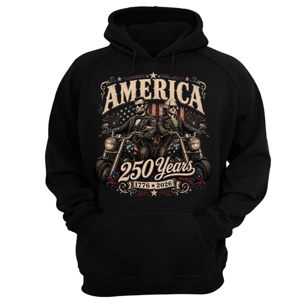 America 250 Years Biker MC Patriotic Motorcycle Shirt, 1776 2026 USA 250th Anniversary Vintage Graphic Tee Hv01