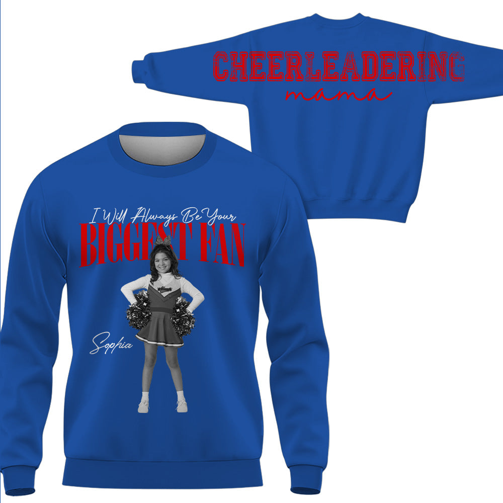 Cheerleader I Will Always Be Your Biggest Fan, Custom Large Back Graphic Cheerleading, Gift For Cheer Mom Grandma Cheer Family Game Day Shirt  Vr2 MI209 T24