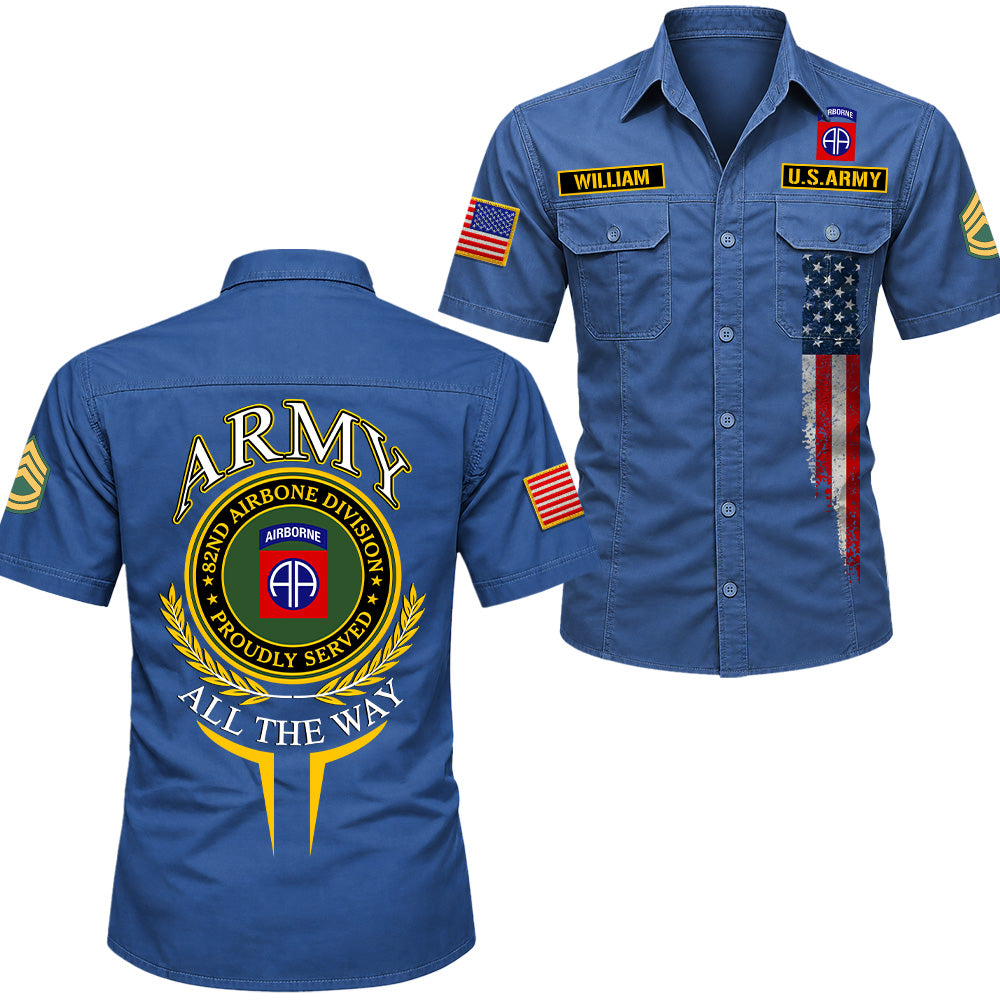 Custom Cotton Cargo Military Shirts Gift Military Patches Available All Military Branches Veteran Short Sleeve Tactical Shirt K1702 MT2