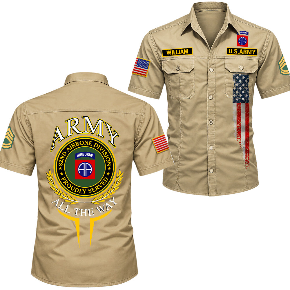 Custom Cotton Cargo Military Shirts Gift Military Patches Available All Military Branches Veteran Short Sleeve Tactical Shirt K1702 MT2