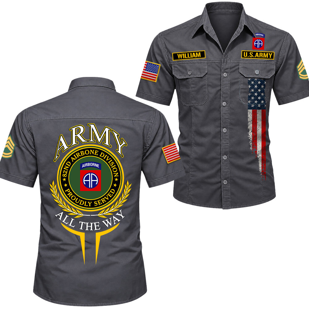 Custom Cotton Cargo Military Shirts Gift Military Patches Available All Military Branches Veteran Short Sleeve Tactical Shirt K1702 MT2
