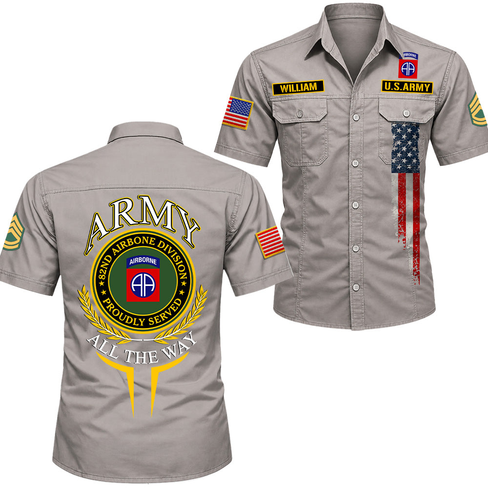 Custom Cotton Cargo Military Shirts Gift Military Patches Available All Military Branches Veteran Short Sleeve Tactical Shirt K1702 MT2