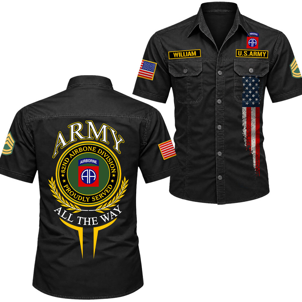 Custom Cotton Cargo Military Shirts Gift Military Patches Available All Military Branches Veteran Short Sleeve Tactical Shirt K1702 MT2