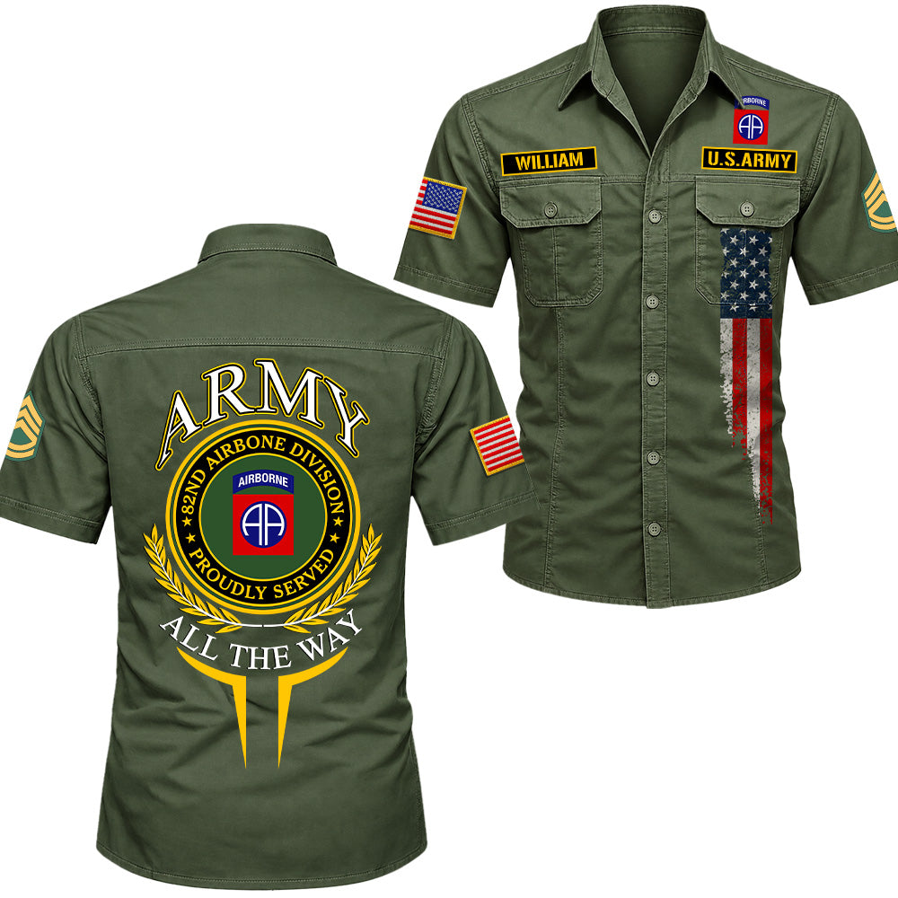 Custom Cotton Cargo Military Shirts Gift Military Patches Available All Military Branches Veteran Short Sleeve Tactical Shirt K1702 MT2