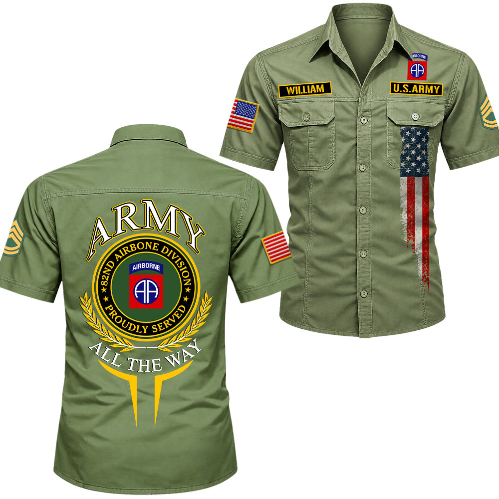 Custom Cotton Cargo Military Shirts Gift Military Patches Available All Military Branches Veteran Short Sleeve Tactical Shirt K1702 MT2