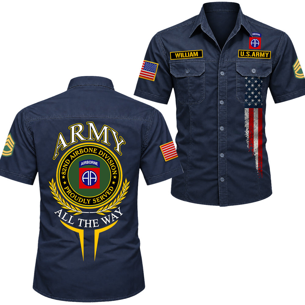 Custom Cotton Cargo Military Shirts Gift Military Patches Available All Military Branches Veteran Short Sleeve Tactical Shirt K1702 MT2