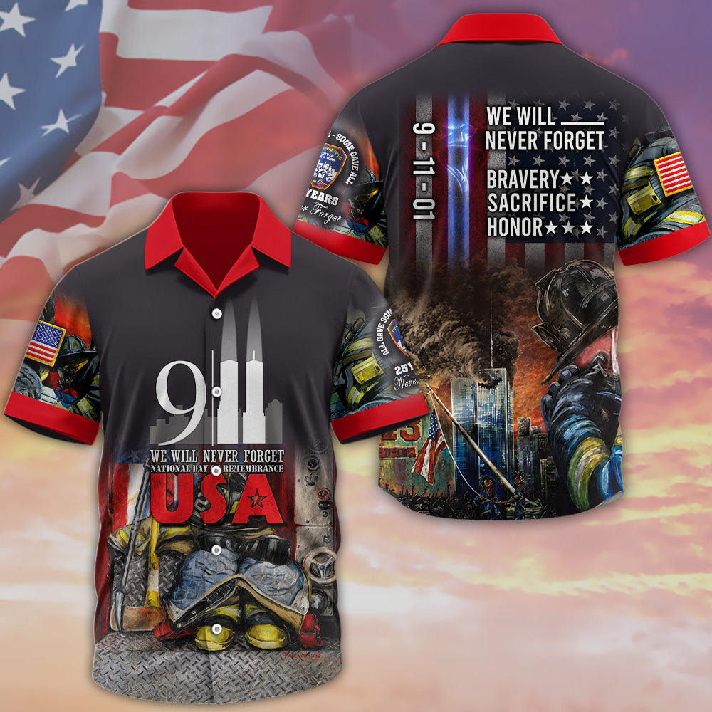 Custom Shirt 911 Memorial Shirt, Never Forget 9-11-2001 All Gave Some Some Gave All Custom Logo Firefighter Gift K1702 MT2
