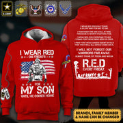 Personalized Shirt I Wear Red On Fridays For My Son Until He Comes Home Custom Family Member, Logo Branch Name Soldier All Over Print Shirt K1702