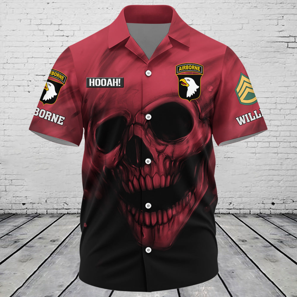 Personalized All Over Print Shirt Skull Military Division Proudly Served Duty Honor Country Gift For Veterans K1702