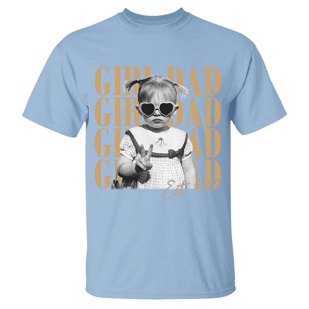Custom Dad Vintage Photo Shirt, Custom Girl Dad Shirt, Personalized Fathers Day Shirt With Kids Photo, Funny Dad Shirt, Gift from Daughter VH01
