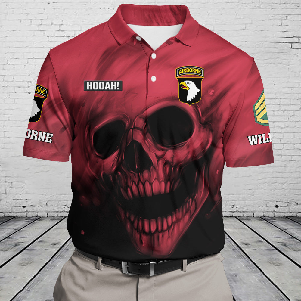 Personalized All Over Print Shirt Skull Military Division Proudly Served Duty Honor Country Gift For Veterans K1702