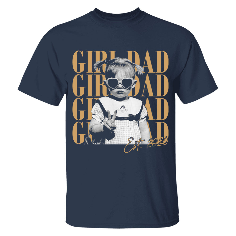 Custom Dad Vintage Photo Shirt, Custom Girl Dad Shirt, Personalized Fathers Day Shirt With Kids Photo, Funny Dad Shirt, Gift from Daughter VH01