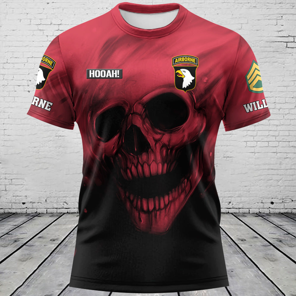 Personalized All Over Print Shirt Skull Military Division Proudly Served Duty Honor Country Gift For Veterans K1702