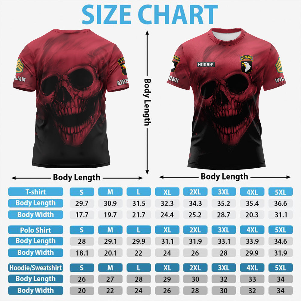 Personalized All Over Print Shirt Skull Military Division Proudly Served Duty Honor Country Gift For Veterans K1702