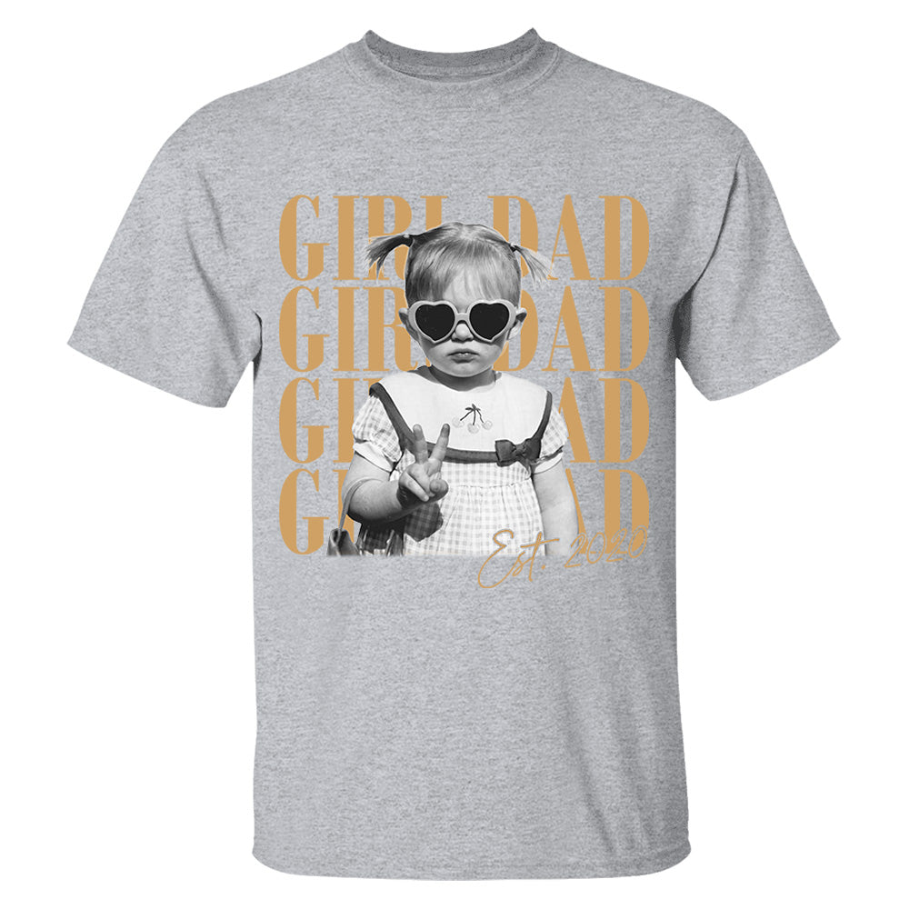 Custom Dad Vintage Photo Shirt, Custom Girl Dad Shirt, Personalized Fathers Day Shirt With Kids Photo, Funny Dad Shirt, Gift from Daughter VH01