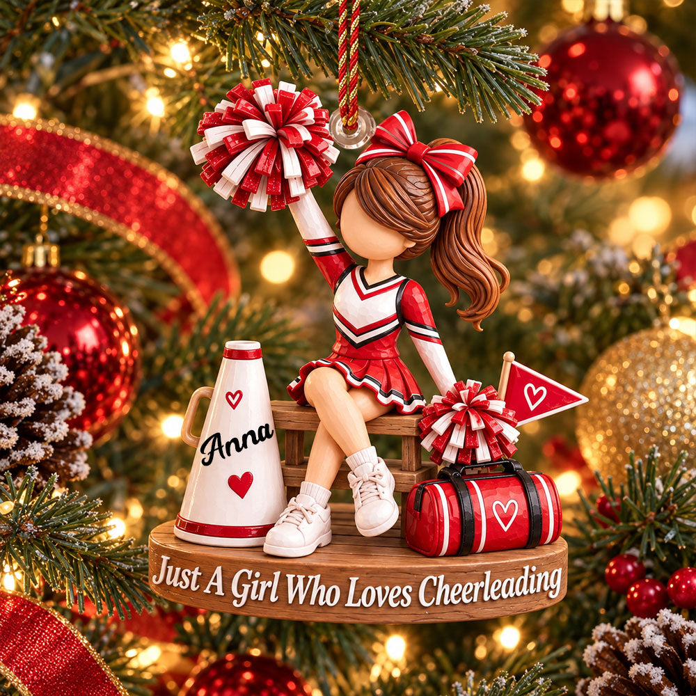 Personalized Cheerleader Ornament, Custom Name Cheer Gift for Girl Nh00
