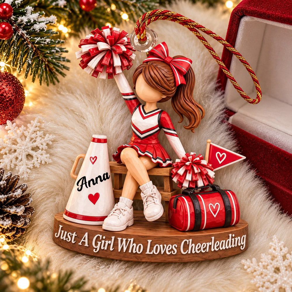 Personalized Cheerleader Ornament, Custom Name Cheer Gift for Girl Nh00
