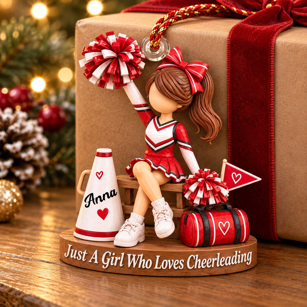 Personalized Cheerleader Ornament, Custom Name Cheer Gift for Girl Nh00