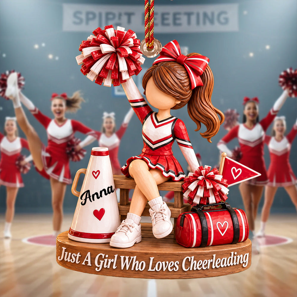 Personalized Cheerleader Ornament, Custom Name Cheer Gift for Girl Nh00