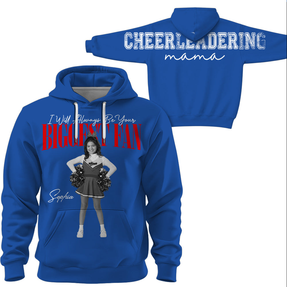 Cheerleader I Will Always Be Your Biggest Fan, Custom Large Back Graphic Cheerleading, Gift For Cheer Mom Grandma Cheer Family Game Day Shirt  Vr2 MI209 T24