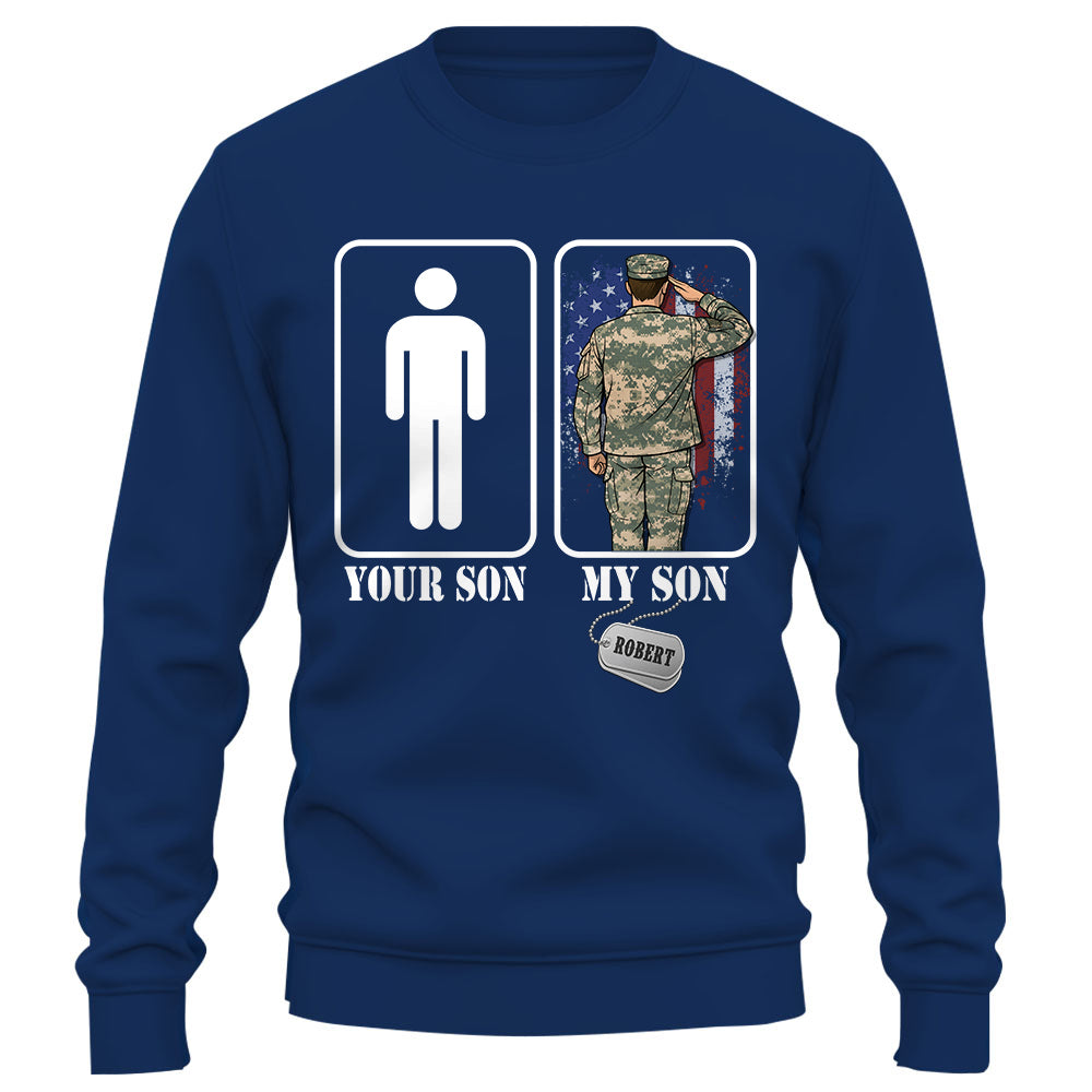 Custom Military Mom Dad... Funny Your Son My Son T-shirts Personalized Military Graduation Day Family Shirt K1702 Trhn