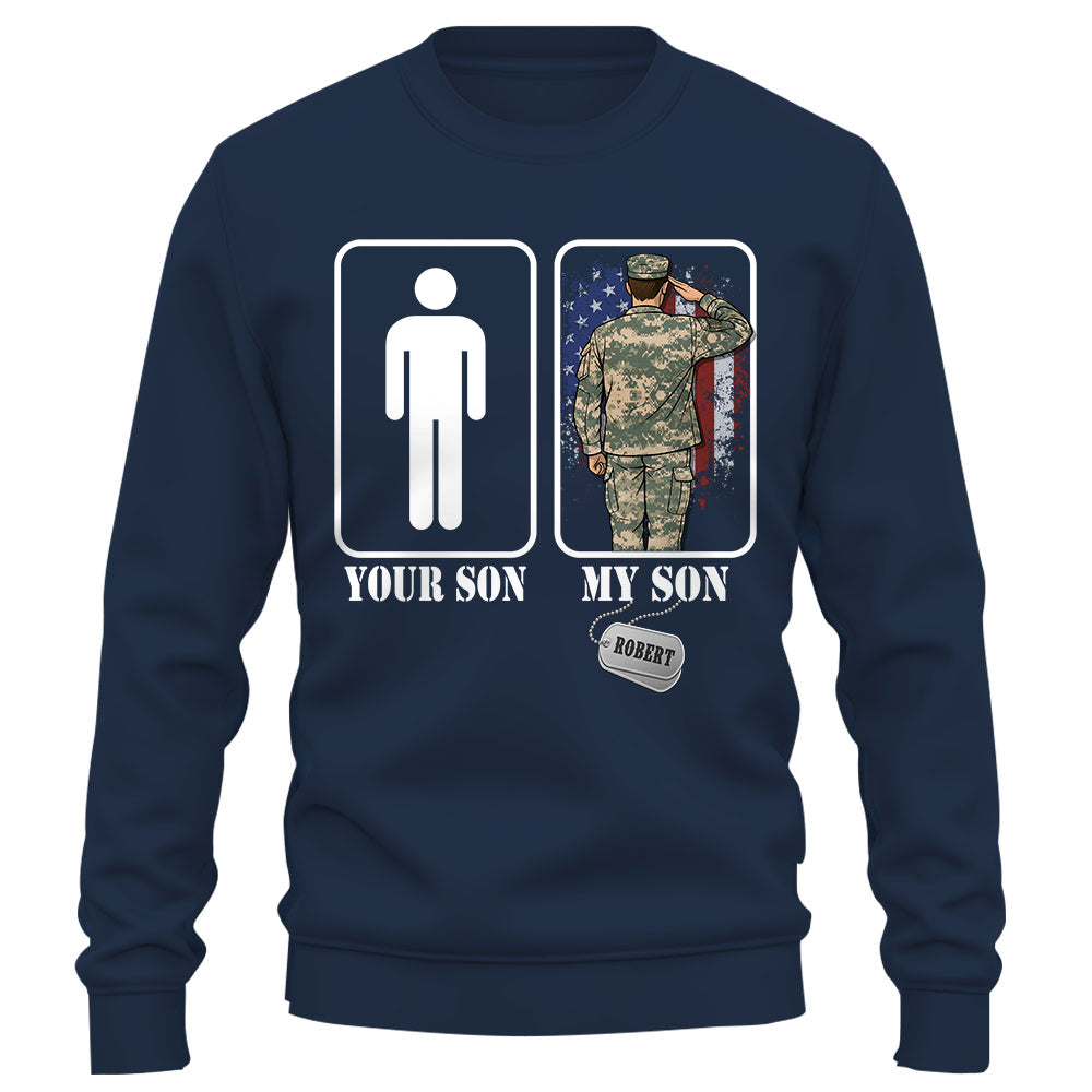 Custom Military Mom Dad... Funny Your Son My Son T-shirts Personalized Military Graduation Day Family Shirt K1702 Trhn