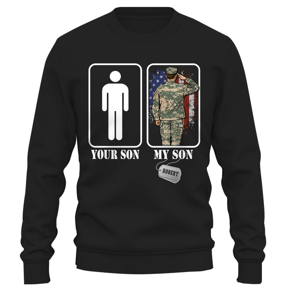 Custom Military Mom Dad... Funny Your Son My Son T-shirts Personalized Military Graduation Day Family Shirt K1702 Trhn