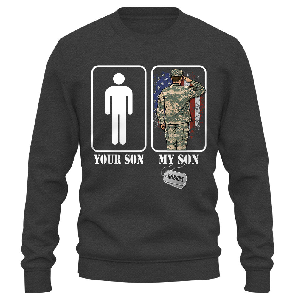 Custom Military Mom Dad... Funny Your Son My Son T-shirts Personalized Military Graduation Day Family Shirt K1702 Trhn