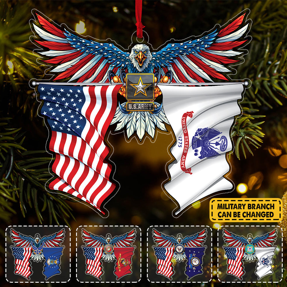 Personalized Acrylic Ornament American Eagle Flag Christmas Ornament Armed Forces Military Family Member K1702