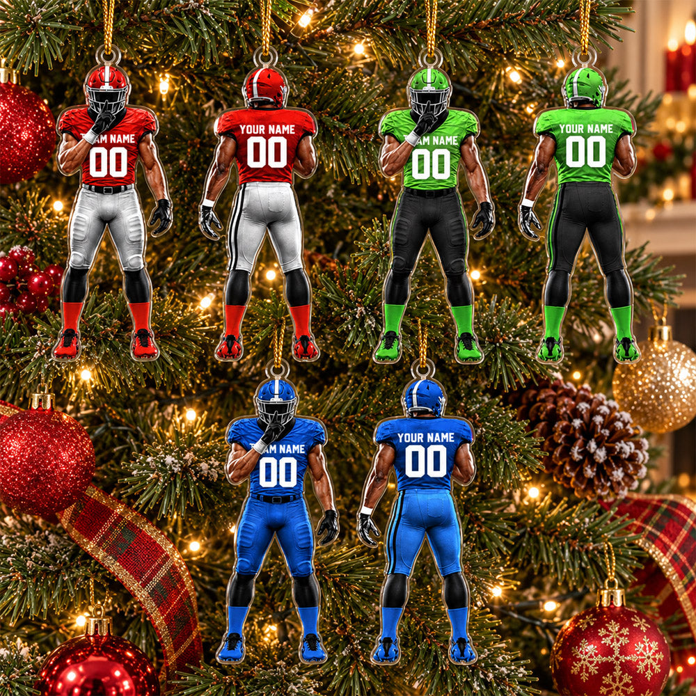 Personalized Football Player Luxury Ornament, Custom Team Name Player Name Number, American Football Christmas Gift for Football Lovers Nh00
