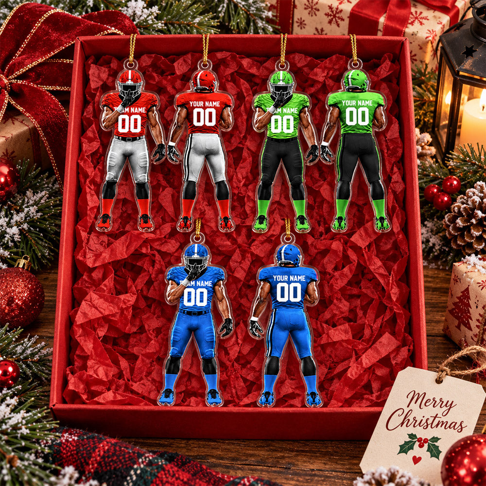 Personalized Football Player Luxury Ornament, Custom Team Name Player Name Number, American Football Christmas Gift for Football Lovers Nh00