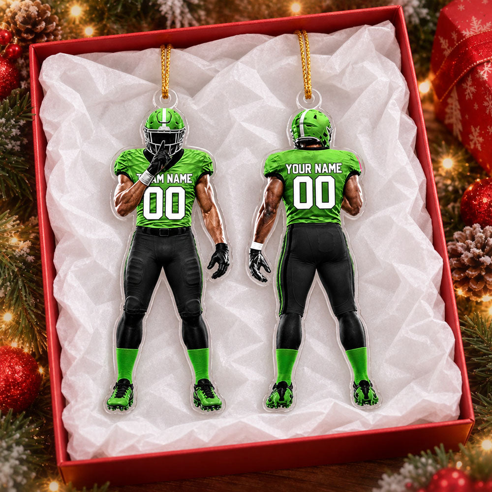 Personalized Football Player Luxury Ornament, Custom Team Name Player Name Number, American Football Christmas Gift for Football Lovers Nh00