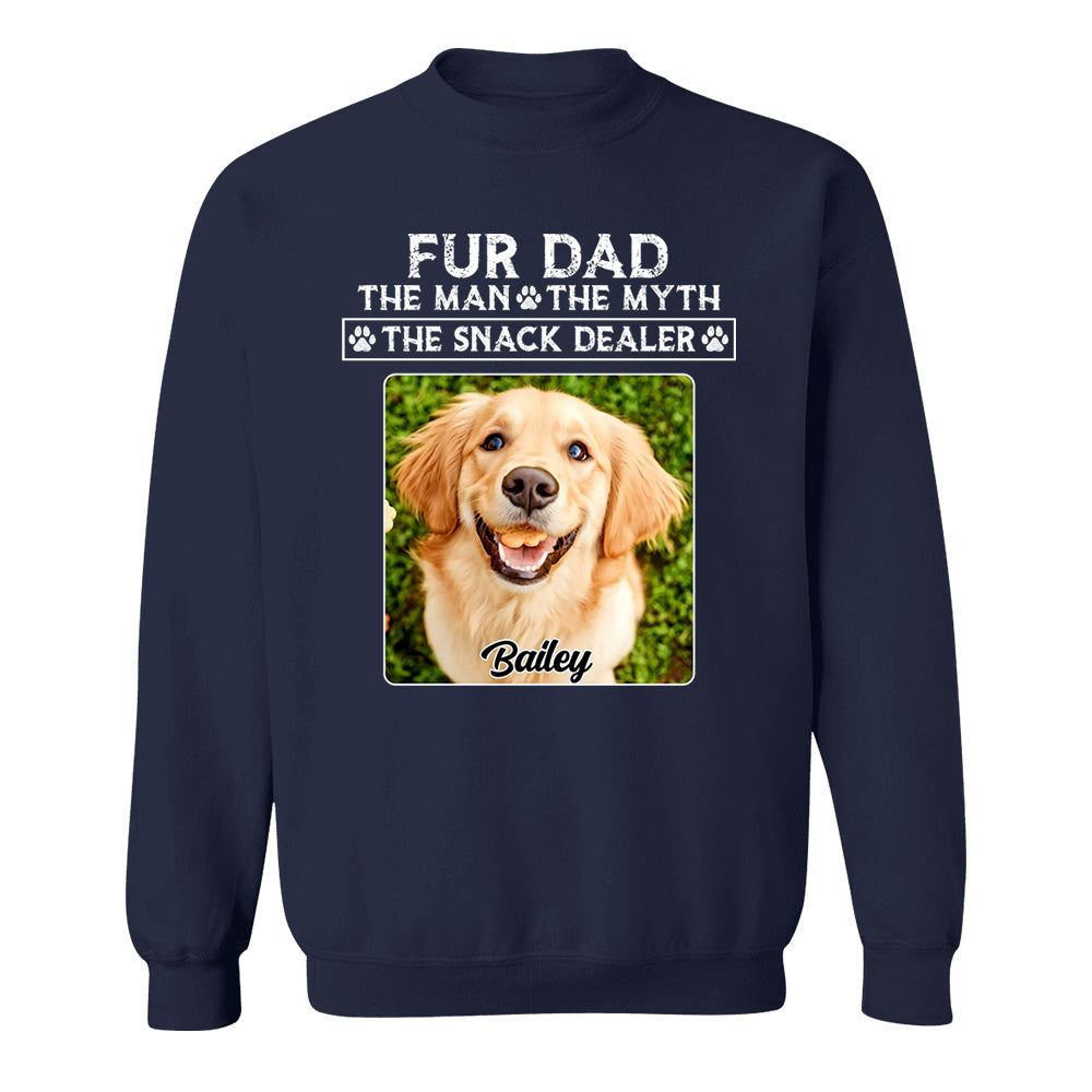 Funny Dog Dad Shirt with Pet Name and Photo Custom Dog Photo Shirt for Daddy, Father's Day Dog Lover Shirt, Snack Dealer Tee for Men Vh01