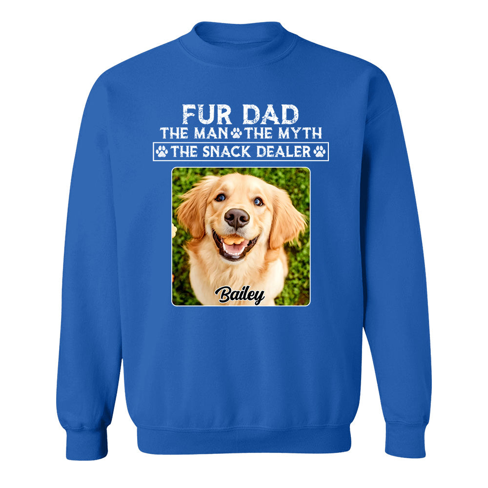 Funny Dog Dad Shirt with Pet Name and Photo Custom Dog Photo Shirt for Daddy, Father's Day Dog Lover Shirt, Snack Dealer Tee for Men Vh01
