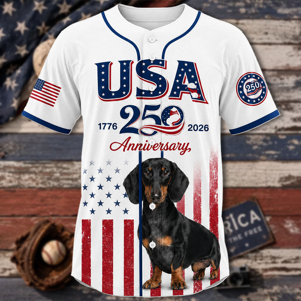 Custom Upload Photo USA 250 Anniversary Black Angus Baseball Jersey, Patriotic Cattle Farmer Shirt, 1776–2026 July 4th, Patriotic Gift