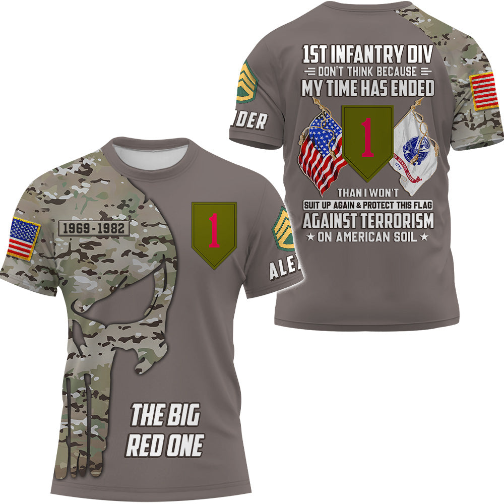 Personalized All Over Print Shirt Veteran Don't Think Because My Time Has Ended Gift For Veterans K1702 Trhn