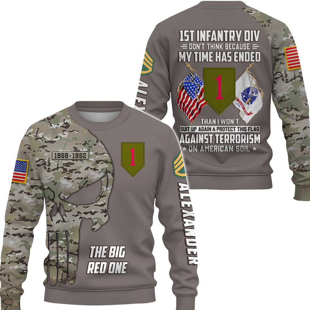 Personalized All Over Print Shirt Veteran Don't Think Because My Time Has Ended Gift For Veterans K1702 Trhn