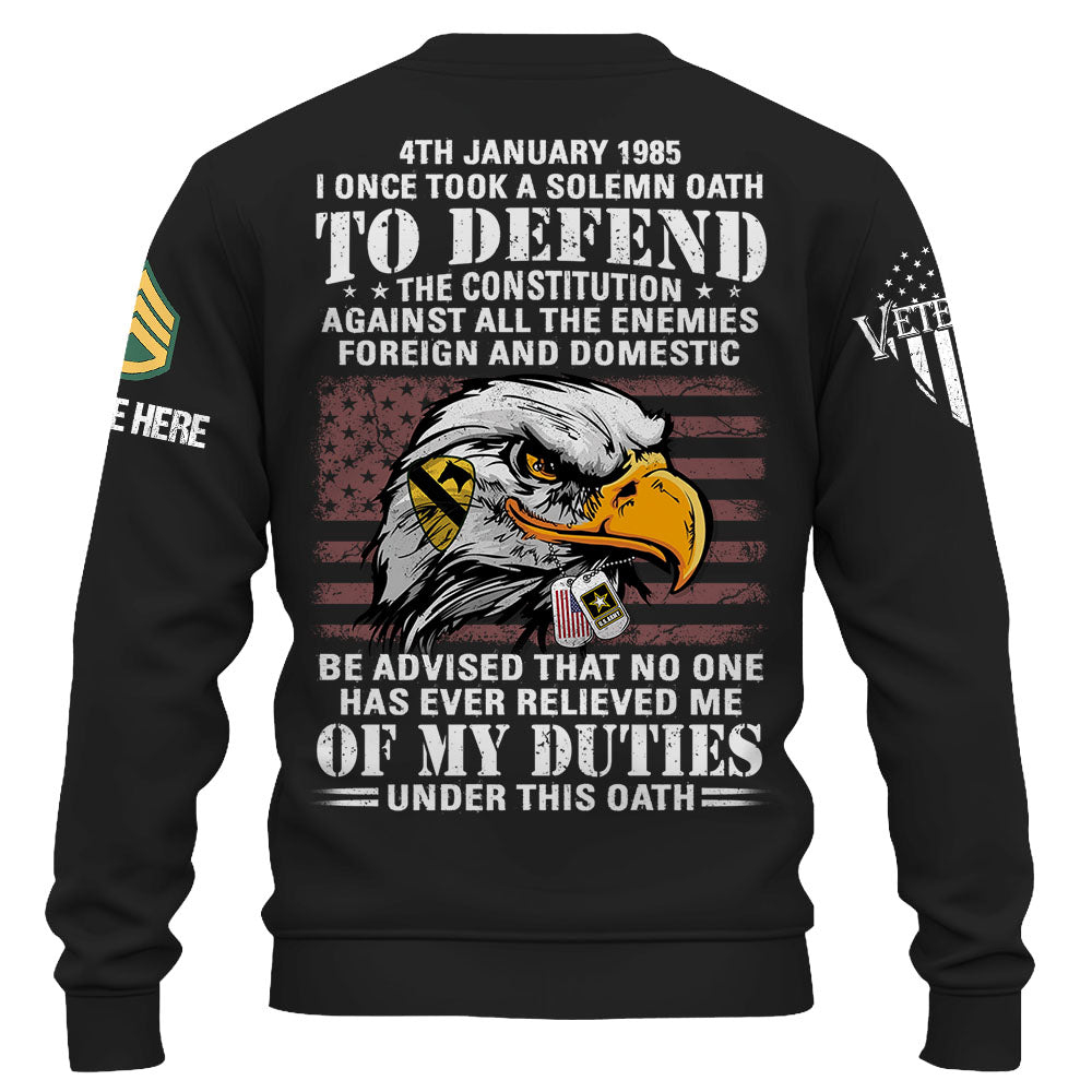 Personalized Shirt I Once Took A Solemn Oath To Defend The Constitution Gift For Veterans K1702