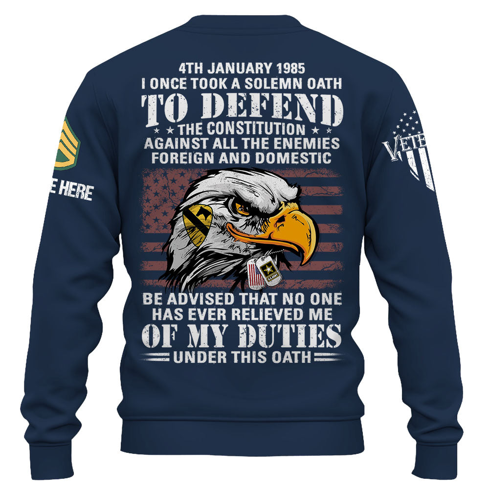 Personalized Shirt I Once Took A Solemn Oath To Defend The Constitution Gift For Veterans K1702