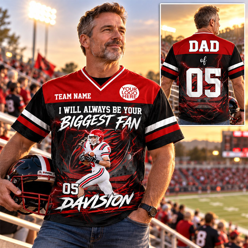 Personalized I Will Always Be Your Biggest Fan ,Custom Photo Jersey , Player Name & Number, Football Mom Gift Na02 Pt99