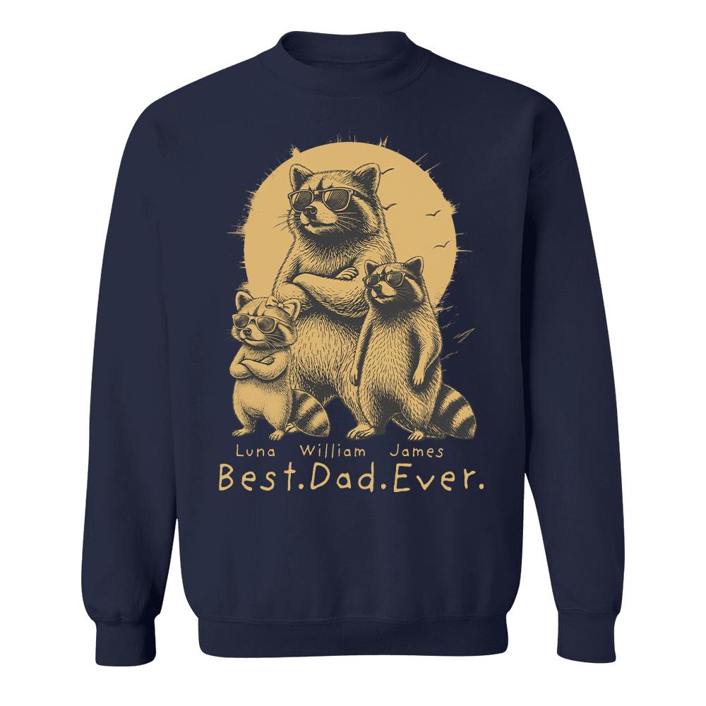 Best Dad Ever Dad Raccoon, Personalized T-Shirt Father Day, Gifts for Dad Husband, Funny Papa Tshirt Cool Daddy Raccoon Tee MI209 Hv01